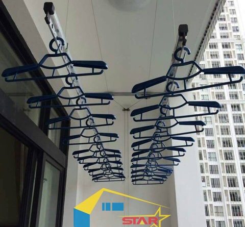 Giàn Phơi Gắn Trần Là Gì, Giàn Phơi Gắn Trần, Tuấn Vinh Shop,  quần áo, chăn mền, rèm cửa, Giàn phơi gắn trần cơ học, Nâng hạ bằng tay quay