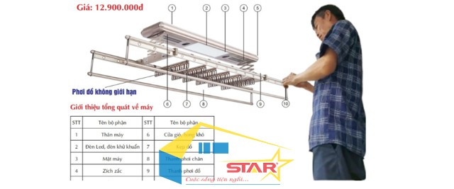 Gian Phoi Dien Tu, Gian Phoi Thong Minh, Tuấn Vinh Shop, Smart Home, Noi That Thong Minh, Gian Phoi Tu Dong