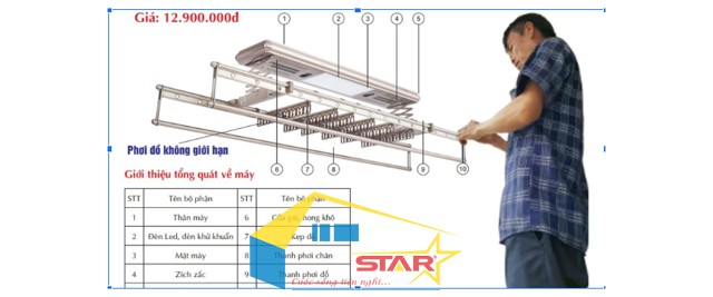 giàn phơi điều khiển từ xa, Tuấn Vinh Shop, giàn phơi điện tử, giàn phơi tự động
