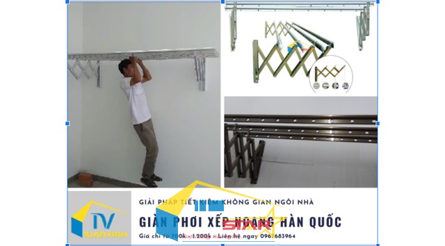 Giàn phơi inox gấp gọn, giàn phơi gắn tường xếp ngang, Gianphoithongminh.org, Giàn phơi inox, giàn phơi gắn tường