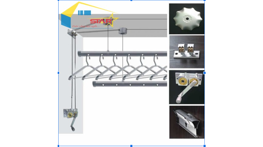 Giàn phơi thông minh STAR HP999A, Giàn phơi HP999A, Giàn phơi inox chống gỉ, Giàn phơi quần áo thông minh, Giàn phơi tải trọng 50kg, Lắp giàn phơi
