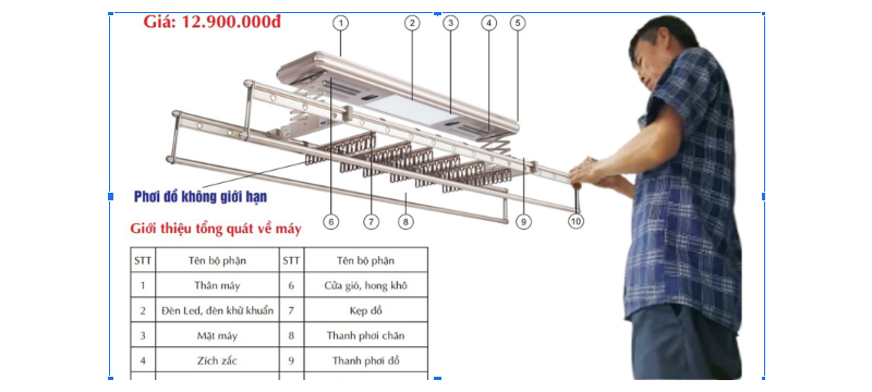 Giàn phơi thông minh điều khiển từ xa, Giàn phơi quần áo điều khiển từ xa, Lắp giàn phơi tự động, Giàn phơi có sấy UV, Vẻ đẹp giàn phơi tự động, Mẫu giàn phơi hiện đại